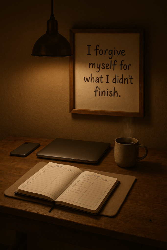 I forgive myself for what I didn’t finish.