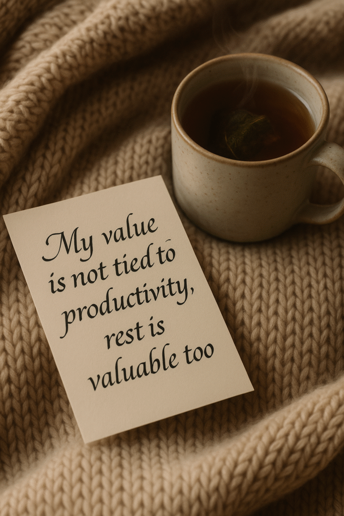 My value is not tied to productivity — rest is valuable too.