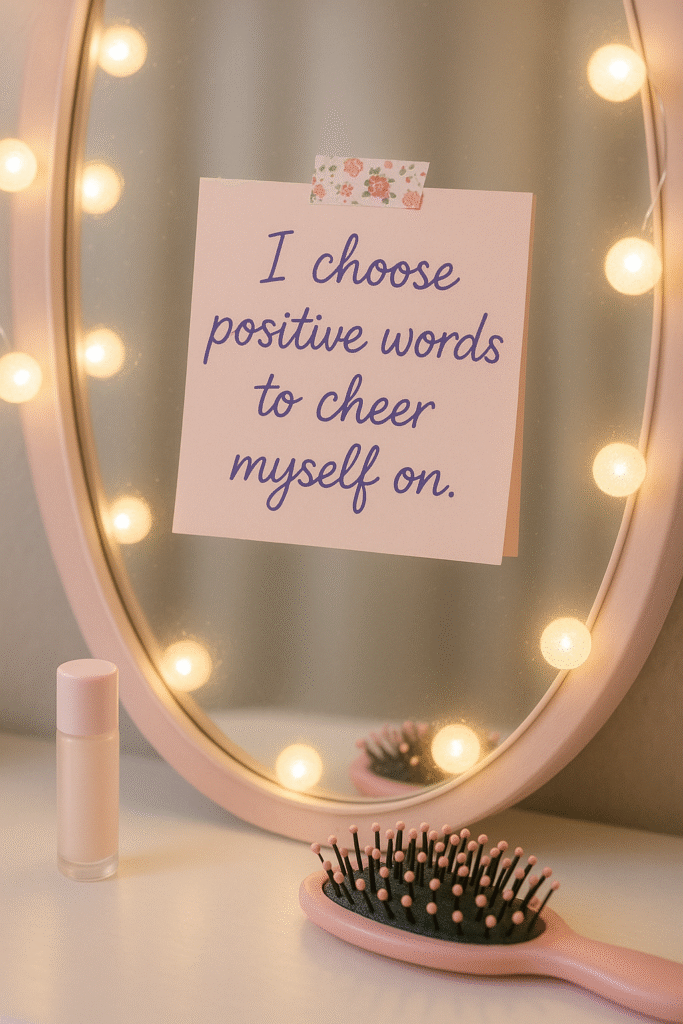 I choose positive words to cheer myself on.