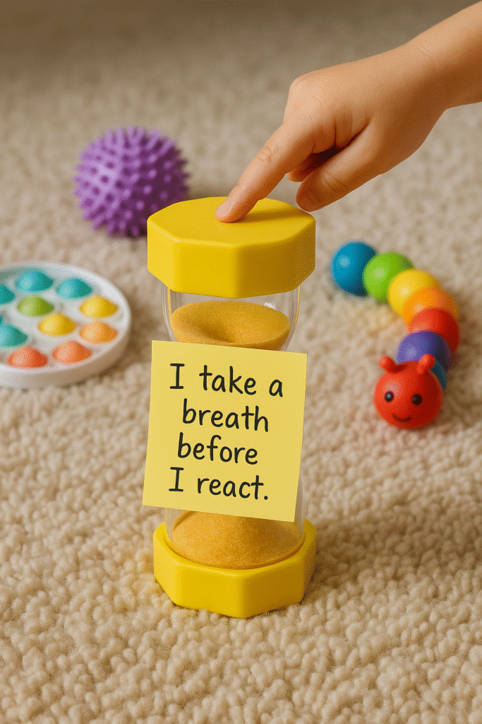 I take a breath before I react.