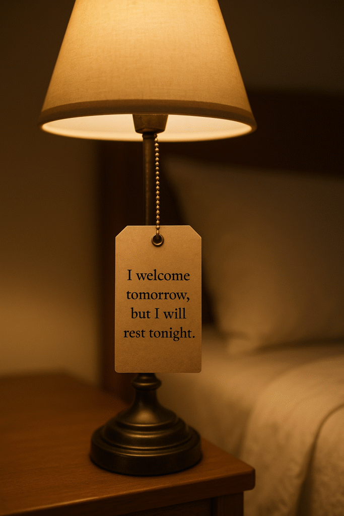 I welcome tomorrow, but I will rest tonight.