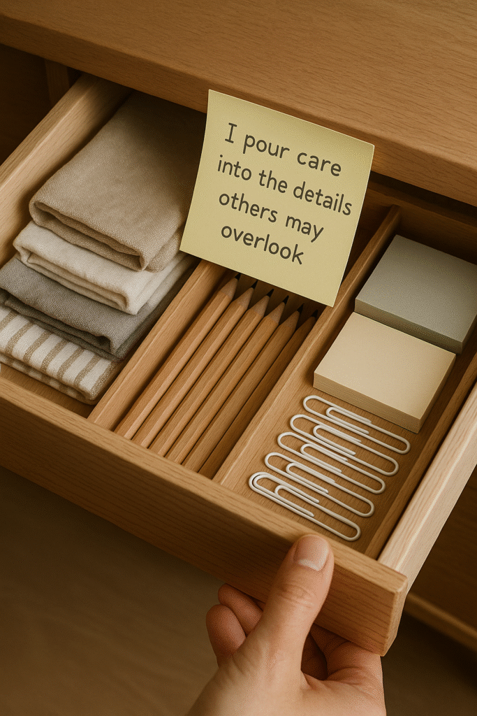 I pour care into the details others may overlook.
