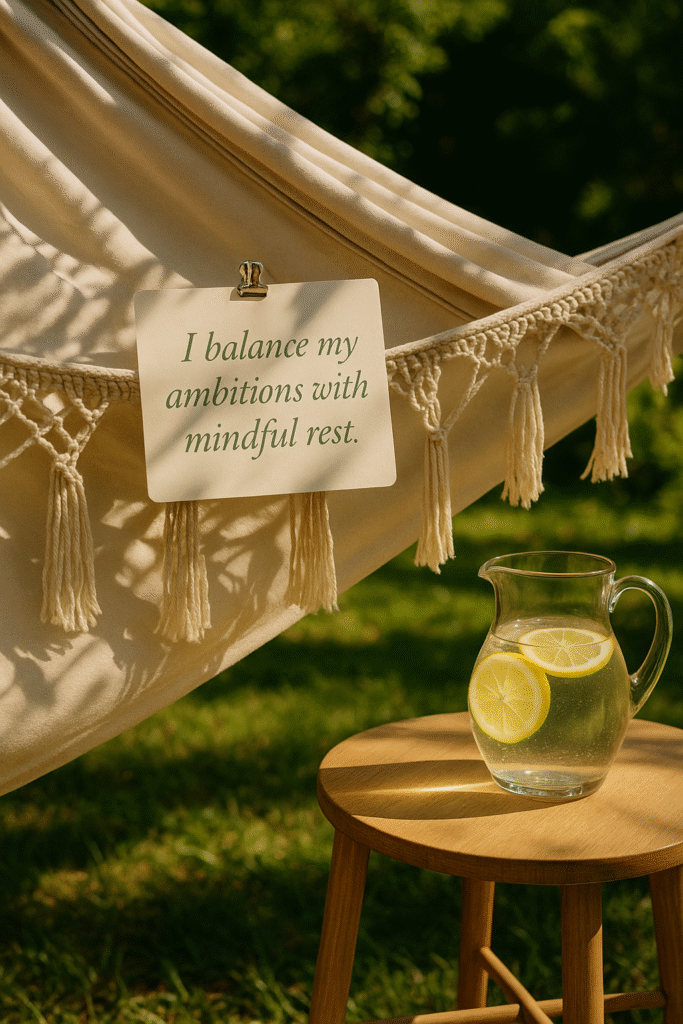 I balance my ambitions with mindful rest
