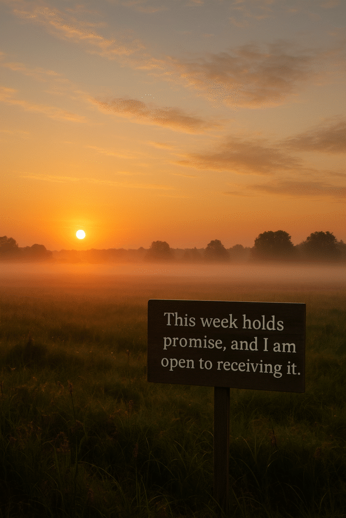 This week holds promise, and I am open to receiving it.
