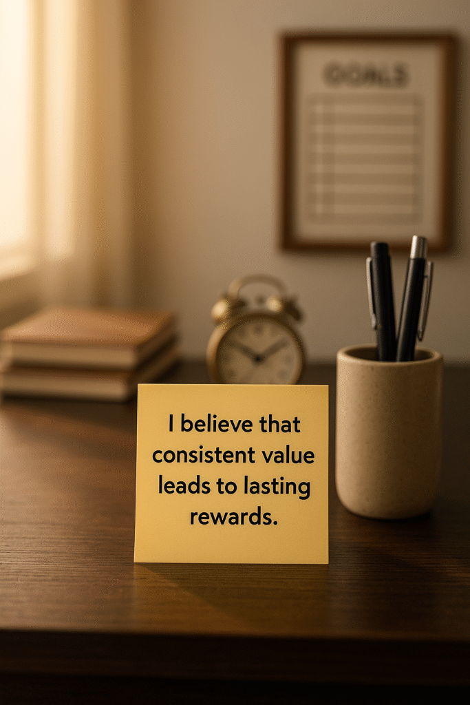 I believe that consistent value leads to lasting rewards.
