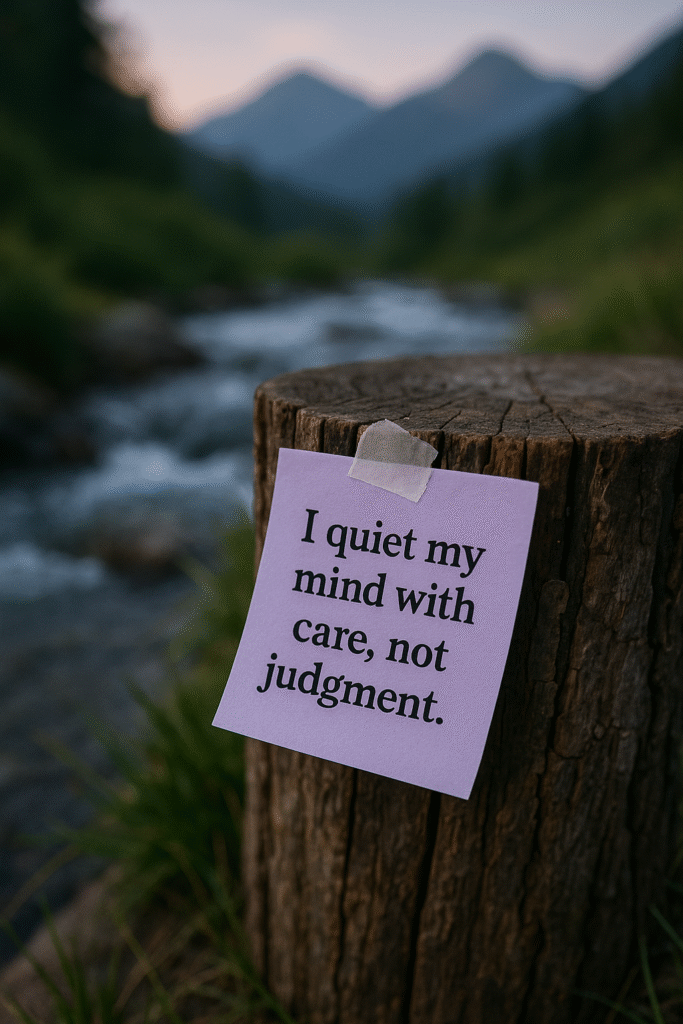 I quiet my mind with care, not judgment