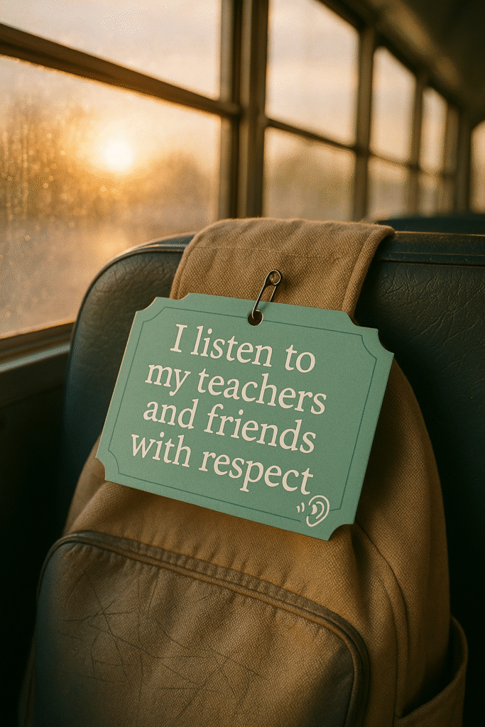 I listen to my teachers and friends with respect.
