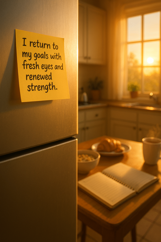 I return to my goals with fresh eyes and renewed strength.