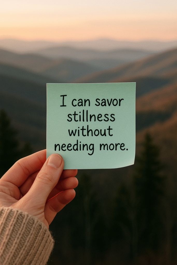 I can savor stillness without needing more