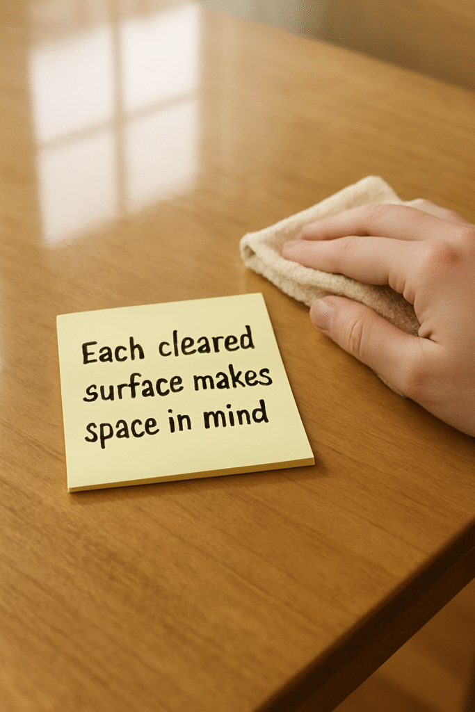 Each cleared surface makes space in my mind