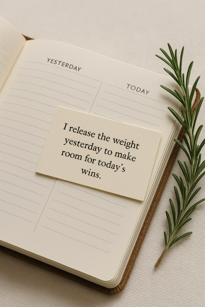 I release the weight of yesterday to make room for today’s wins.
