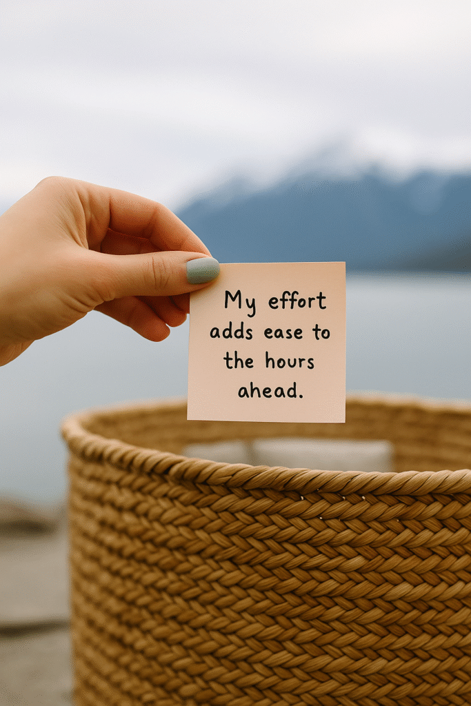 My effort adds ease to the hours ahead