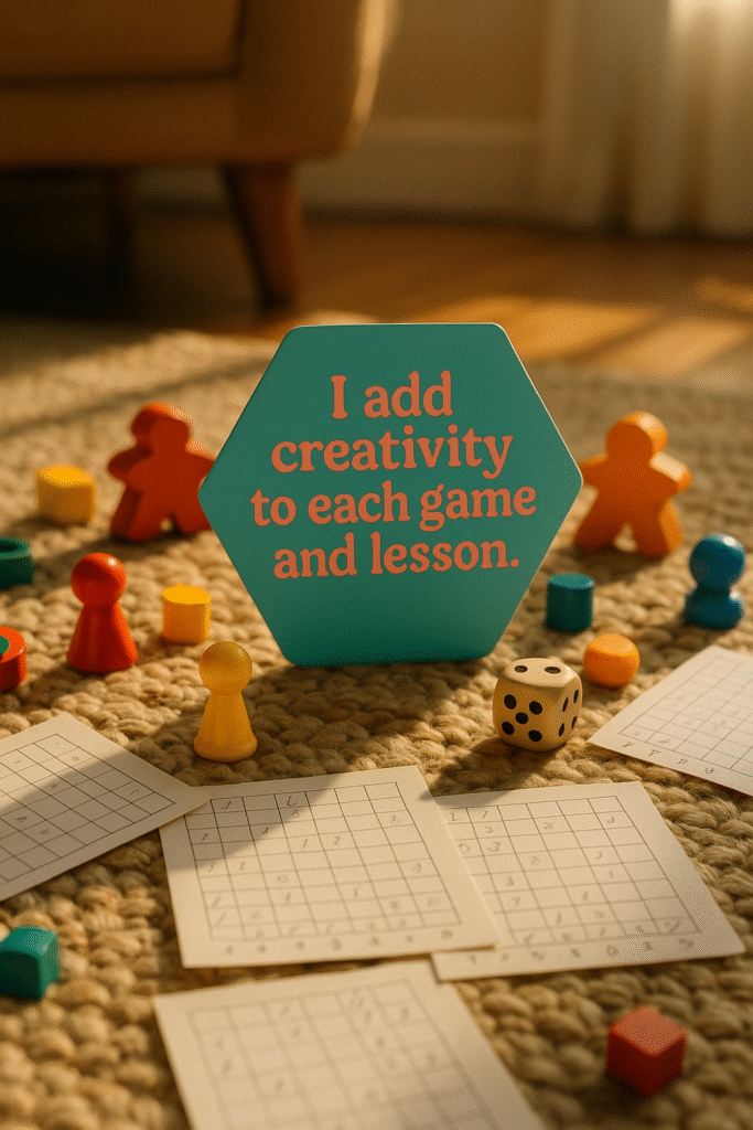 I add creativity to each game and lesson.