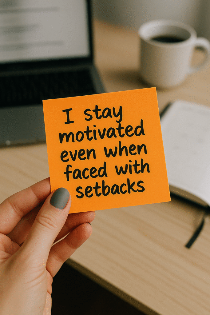 I stay motivated even when faced with setbacks.