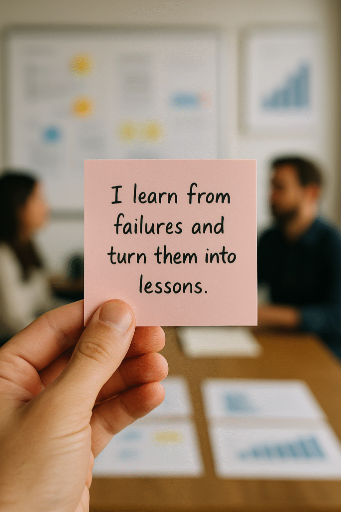 I learn from failures and turn them into lessons.