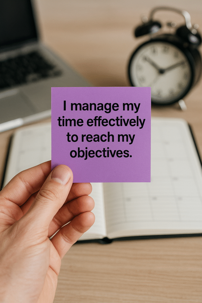 I manage my time effectively to reach my objectives.