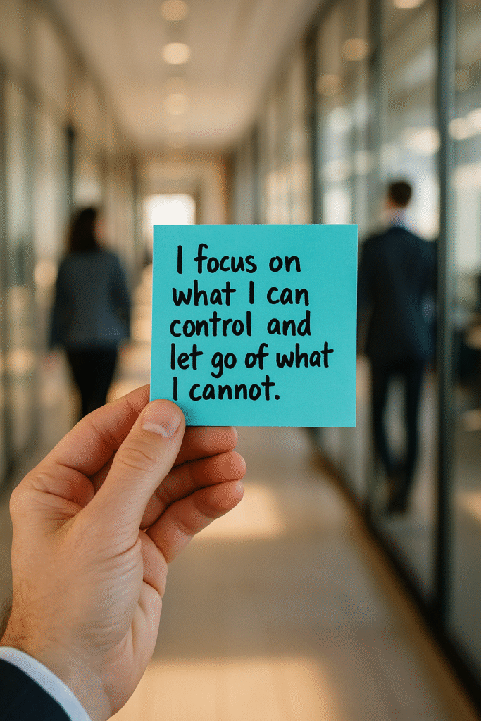 I focus on what I can control and let go of what I cannot.
