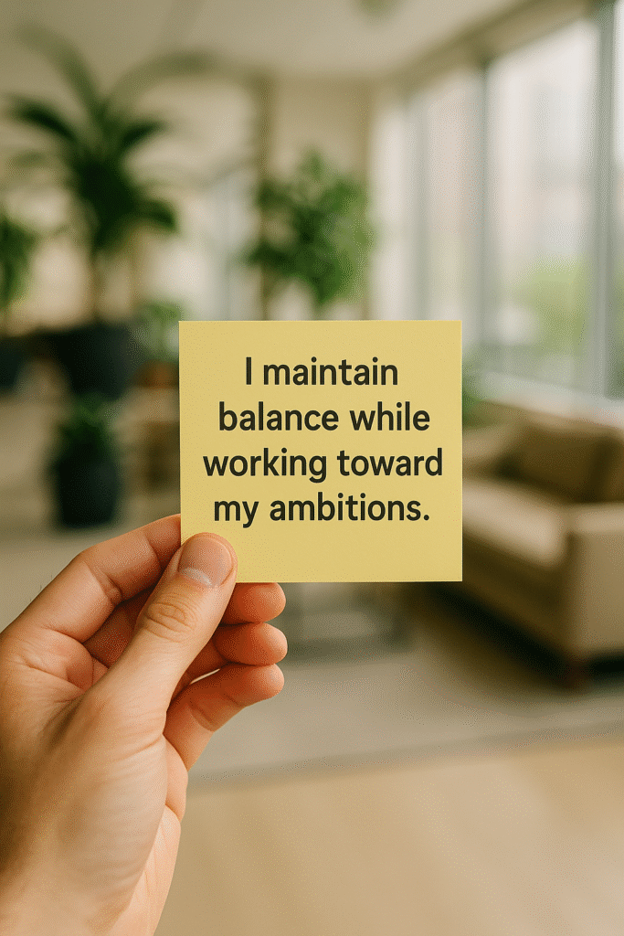 I maintain balance while working toward my ambitions.