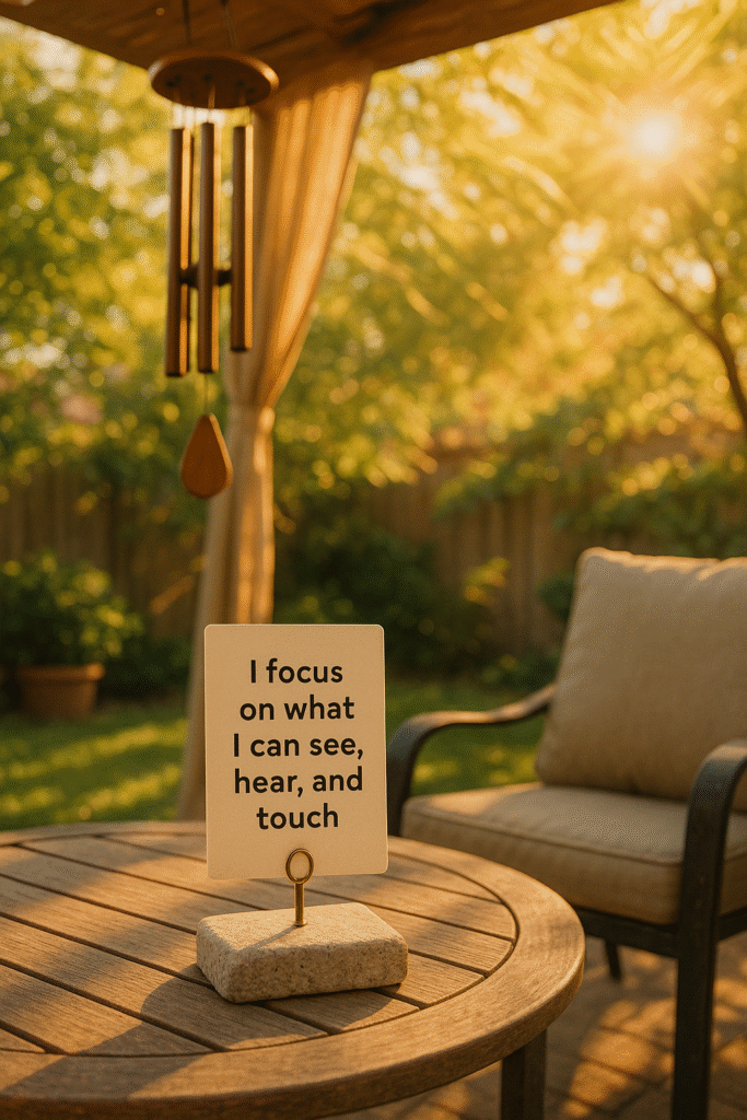 I focus on what I can see, hear, and touch.