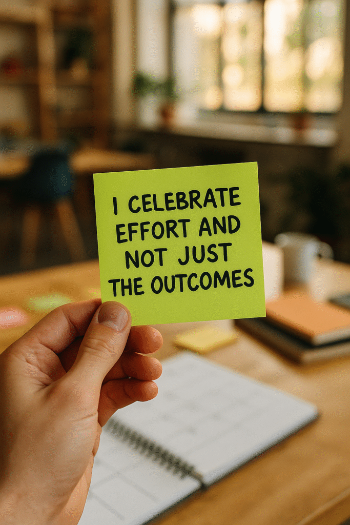 I celebrate effort and not just the outcomes.