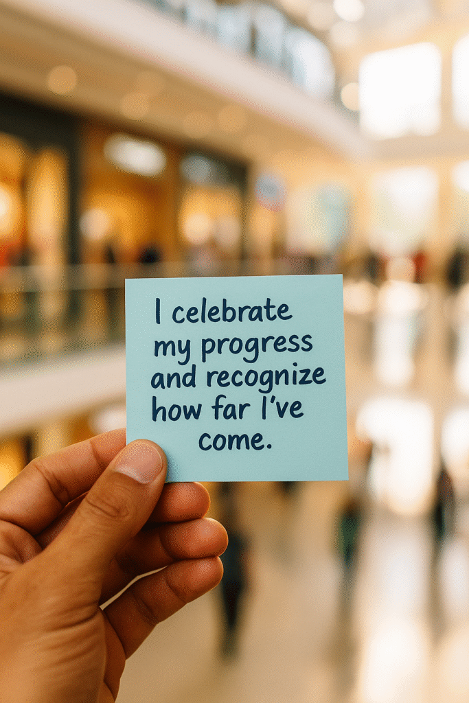 I celebrate my progress and recognize how far I’ve come.