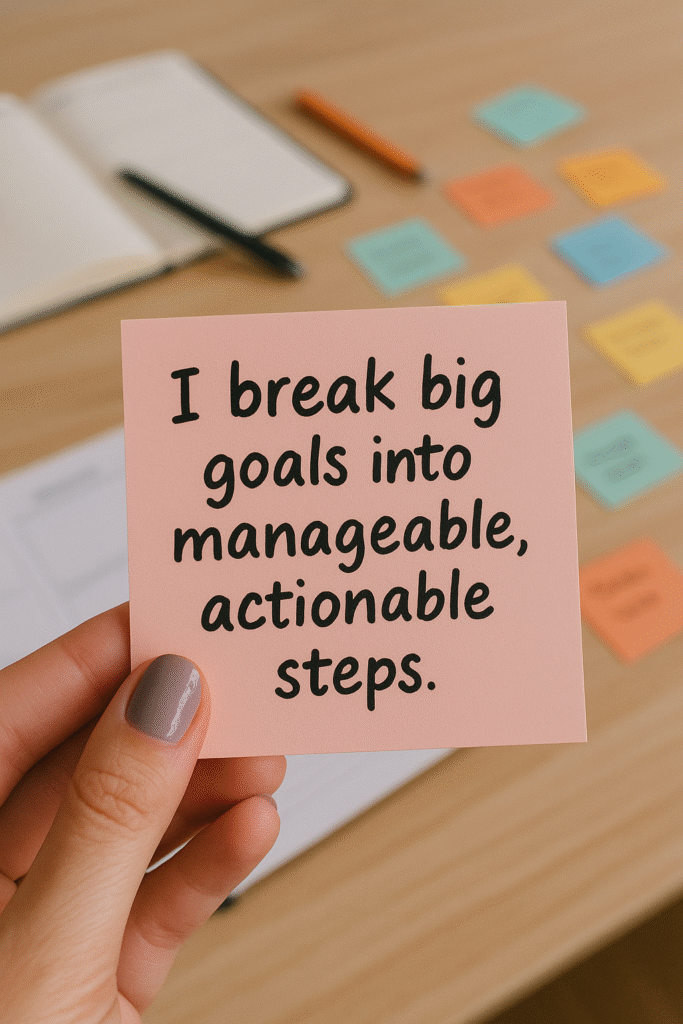 I break big goals into manageable, actionable steps.