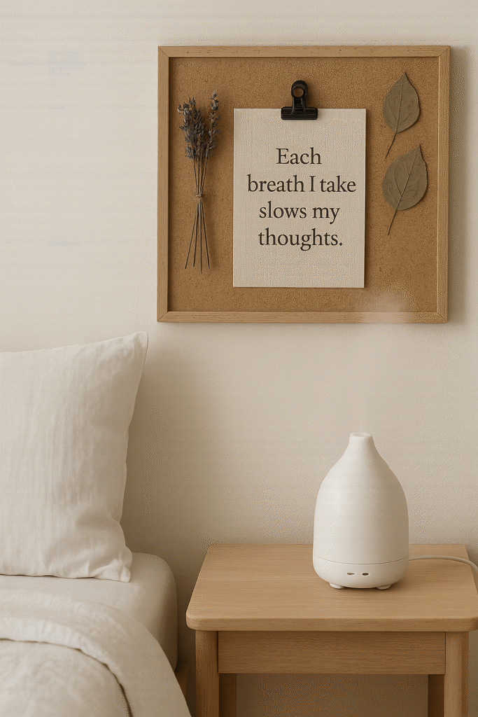 Each breath I take slows my thoughts.
