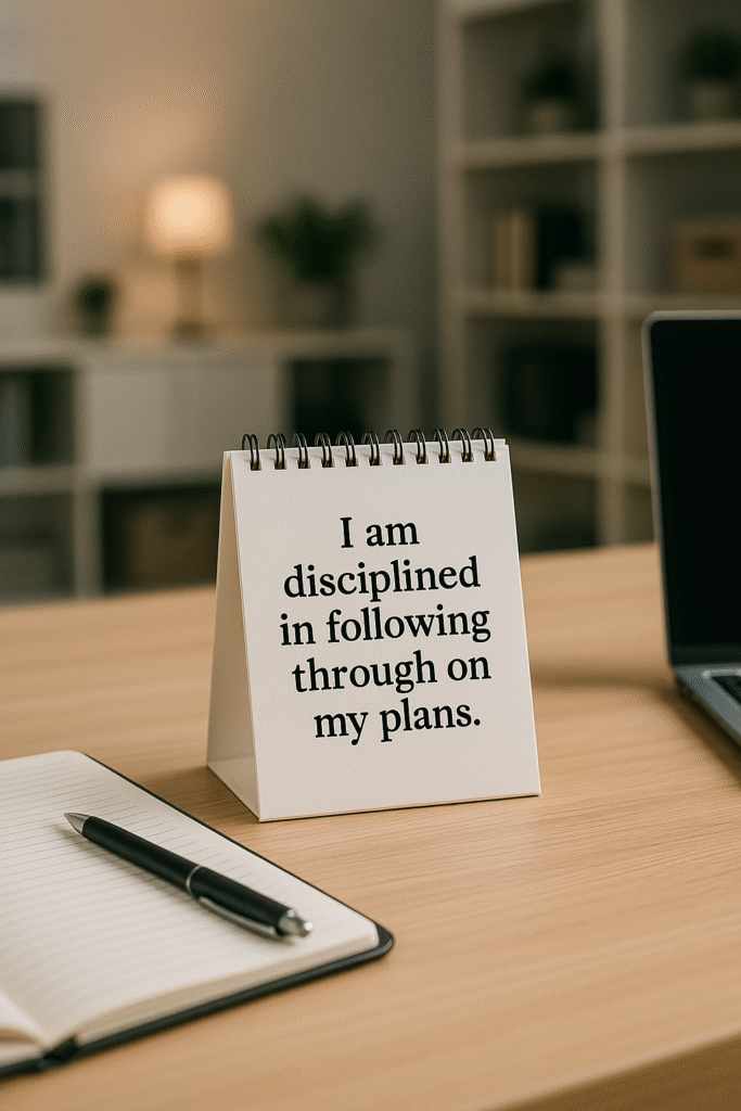I am disciplined in following through on my plans.
