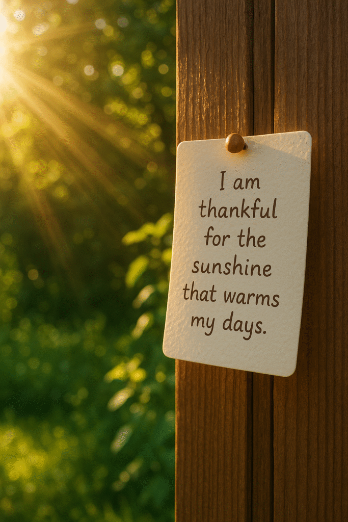 I am thankful for the sunshine that warms my days.