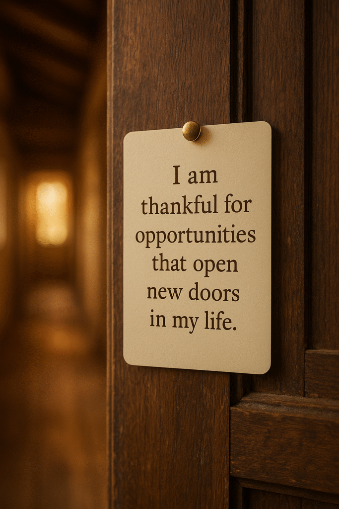 I am thankful for opportunities that open new doors in my life.