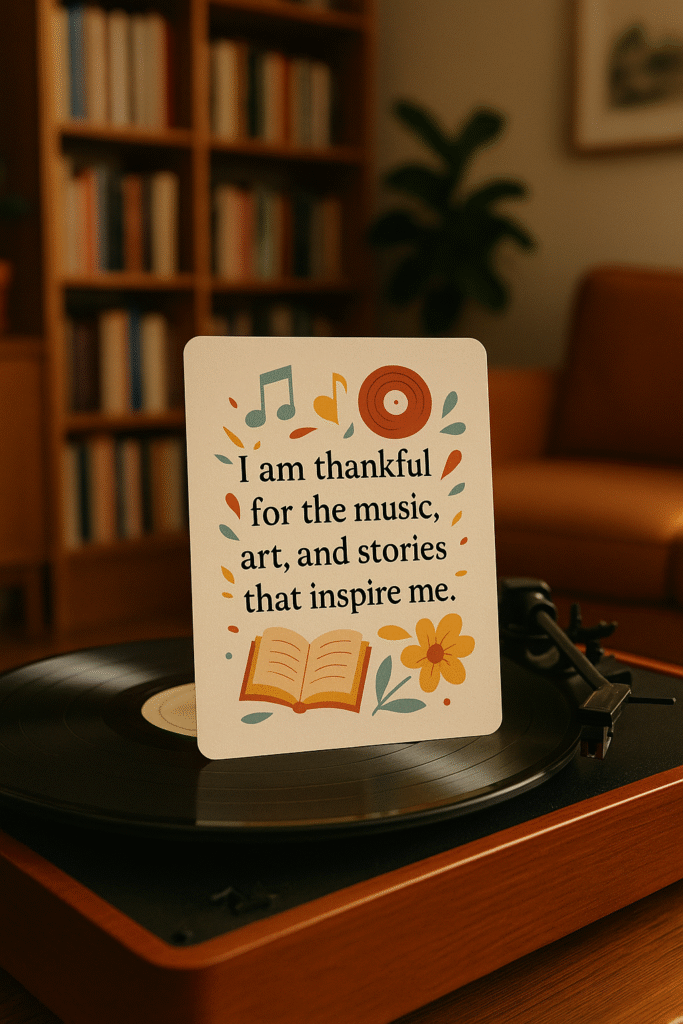 I am thankful for the music, art, and stories that inspire me.