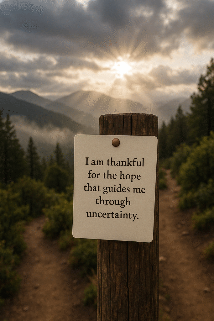 I am thankful for the hope that guides me through uncertainty.
