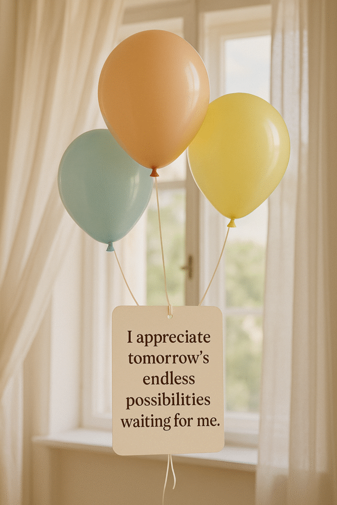 I appreciate tomorrow’s endless possibilities waiting for me.