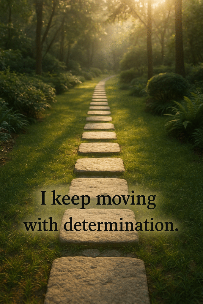 I keep moving with determination.