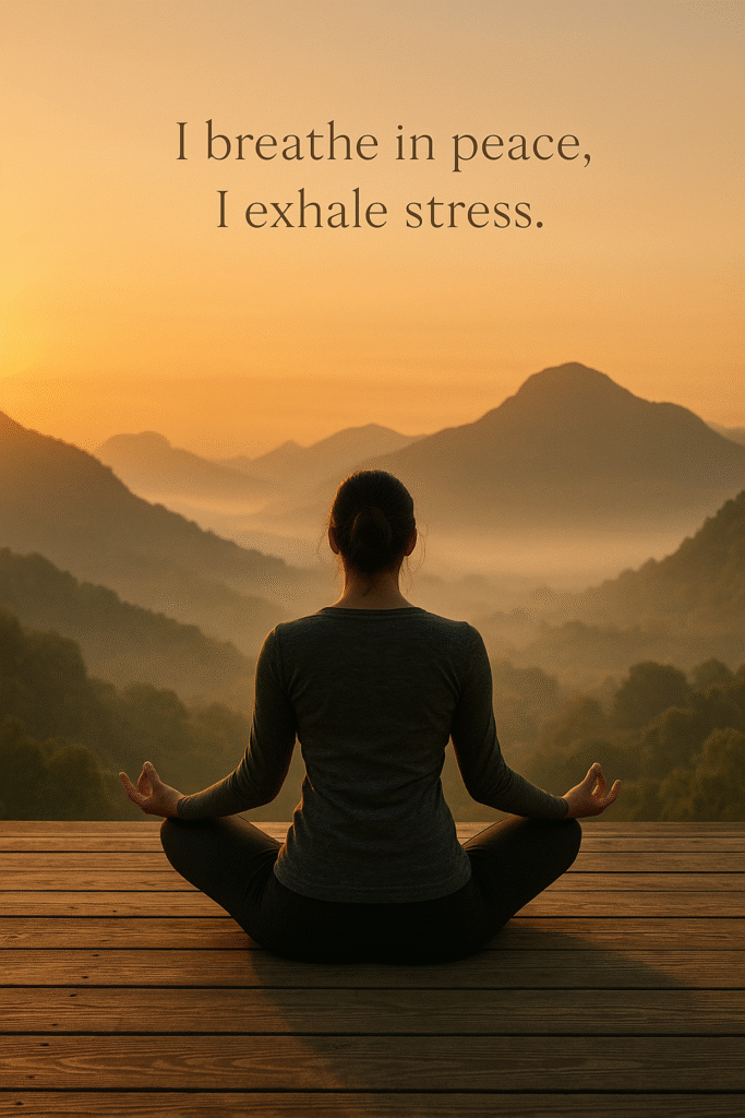 I breathe in peace, I exhale stress.