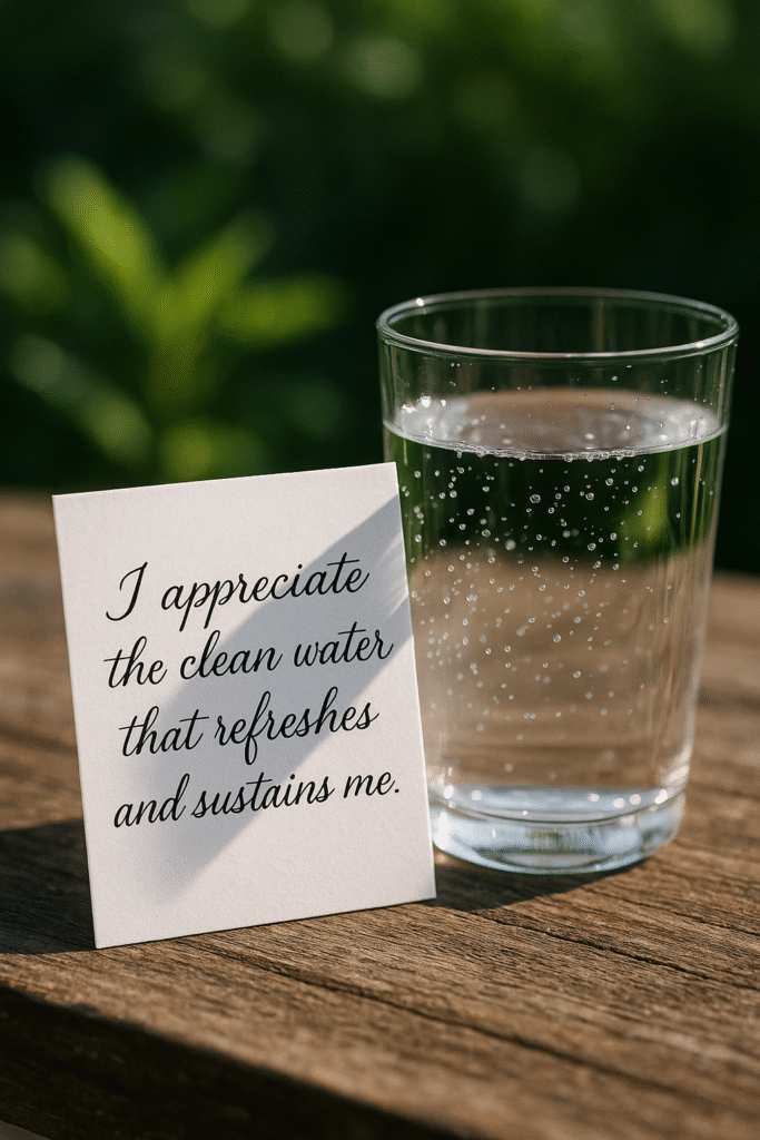 I appreciate the clean water that refreshes and sustains me.