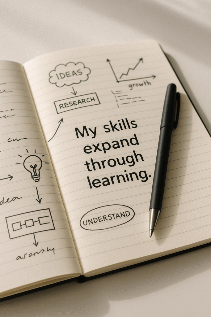 My skills expand through learning.