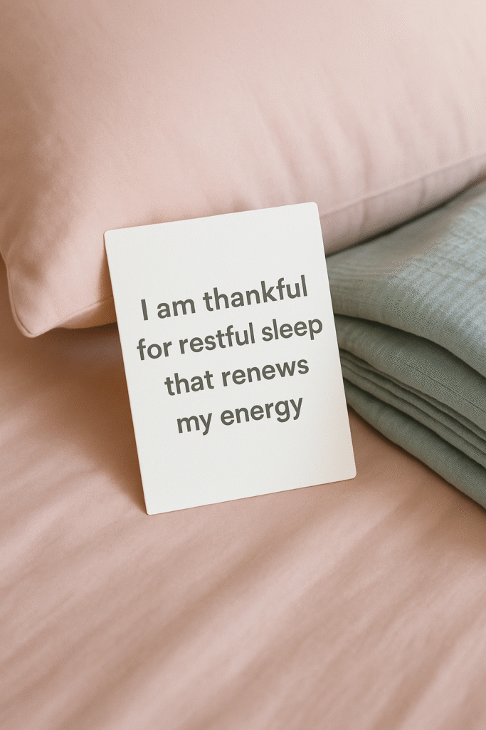 I am thankful for restful sleep that renews my energy.
