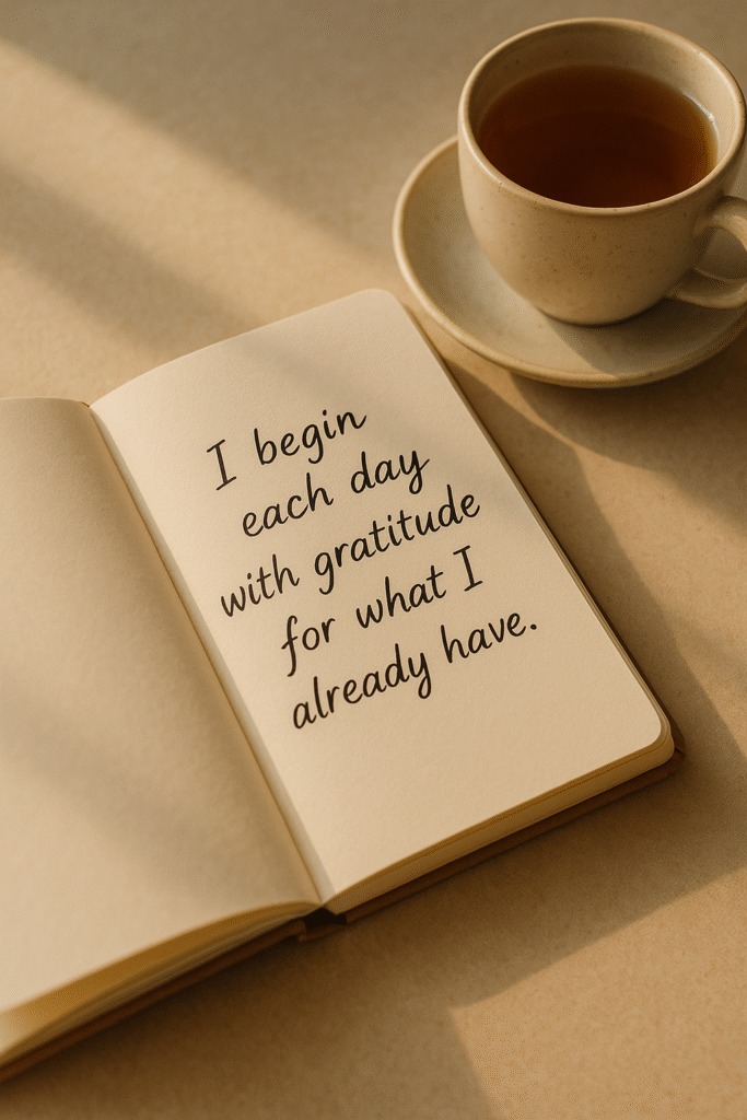 I begin each day with gratitude for what I already have.